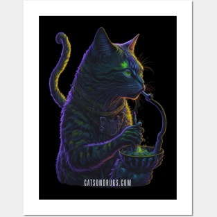 Techno T-Shirt - Psychedelic Techno Cat - Catsondrugs.com - Techno, rave, edm, festival, techno, trippy, music, 90s rave, psychedelic, party, trance, rave music, rave krispies, rave flyer T-Shirt Posters and Art